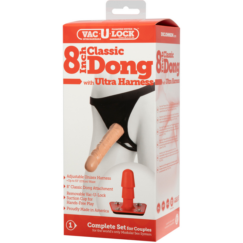 Gode classique avec harnais Ultra - 8 / 20 cm - Vanille