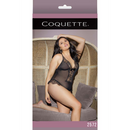 Transparent Crossless Lace Teddy - Plus Size
