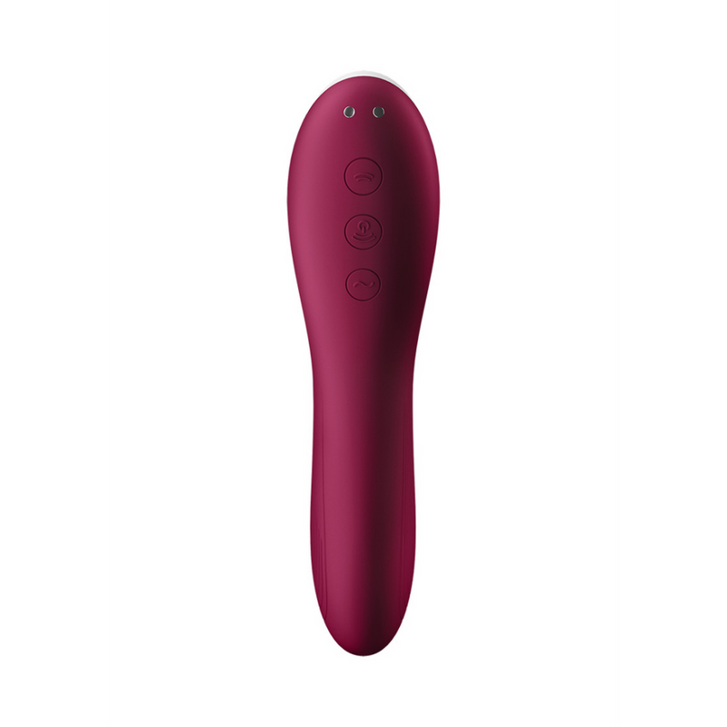 Dual Crush - Insertable Double Air Pulse Vibrator - Wine Red