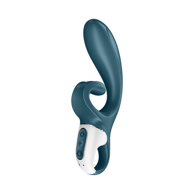 Hug Me - Rabbit Vibrator avec Embout en Langue pour Stimulation du Clitoris - Bleu-gris