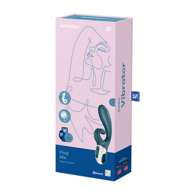 Hug Me - Rabbit Vibrator avec Embout en Langue pour Stimulation du Clitoris - Bleu-gris