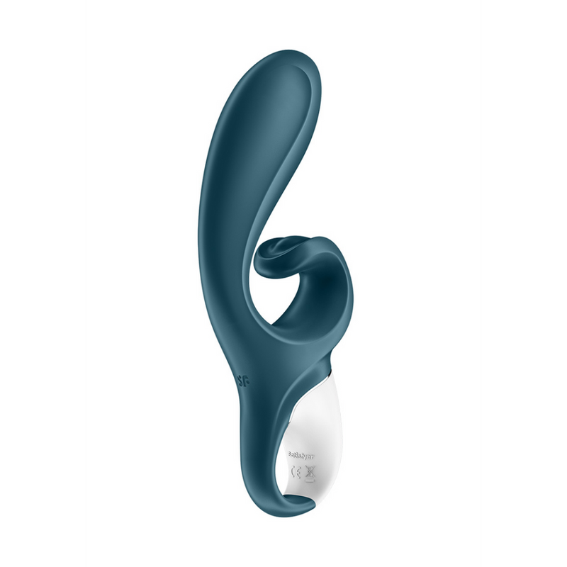 Hug Me - Rabbit Vibrator avec Embout en Langue pour Stimulation du Clitoris - Bleu-gris