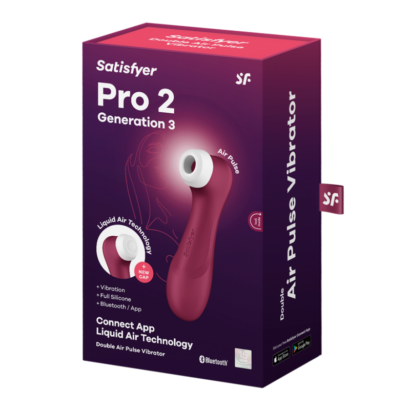 Pro 2 Génération 3 - Double Air Pulse Vibrator - Liquid Air et Connect App - Rouge Vin