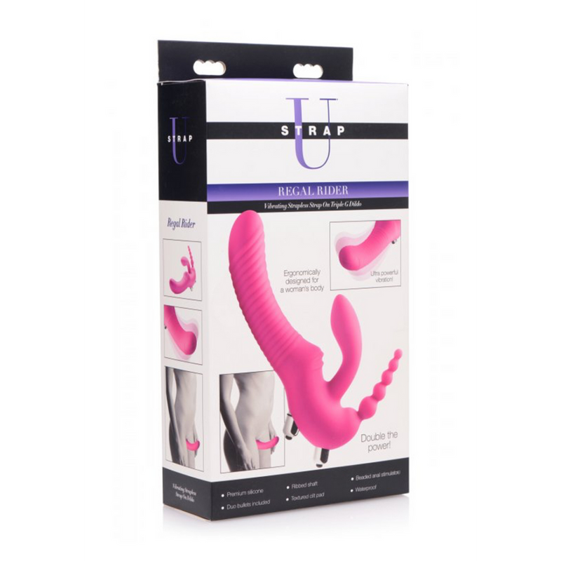 Regal Rider - Triple Vibrant Silicone Sans Sangle Strap-On