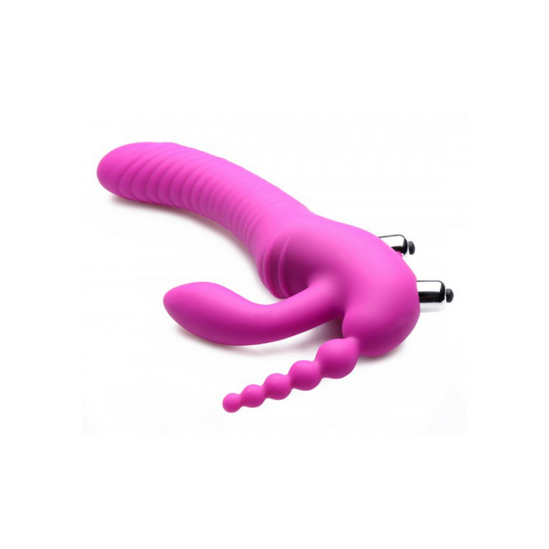 Regal Rider - Triple Vibrant Silicone Sans Sangle Strap-On