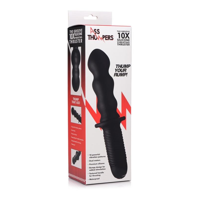 The Groove - Silicone Vibrator with Handle - Black