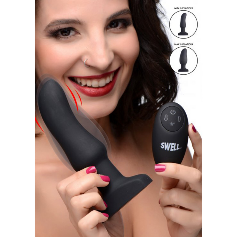 Plug anal en silicone vibrant courbé gonflable