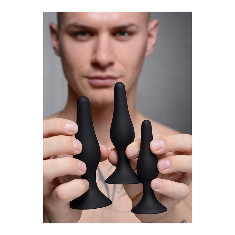 Triple Spire - Ensemble de Formateurs Anaux en Silicone Coniques - 3 Pièces - Noir