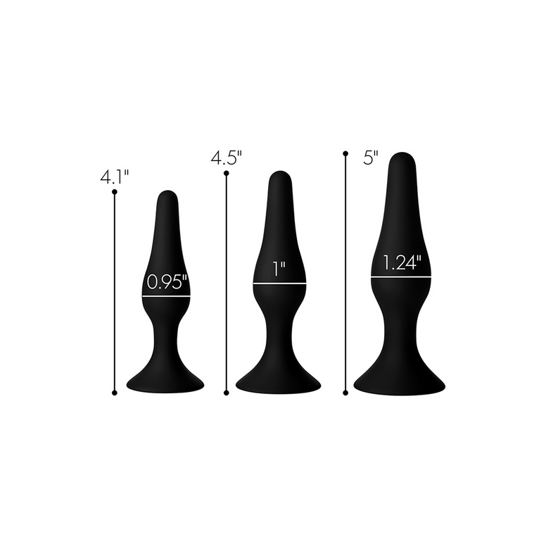 Triple Spire - Ensemble de Formateurs Anaux en Silicone Coniques - 3 Pièces - Noir