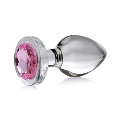 Bouchon Anal en Verre - Grand - Gemme Rose