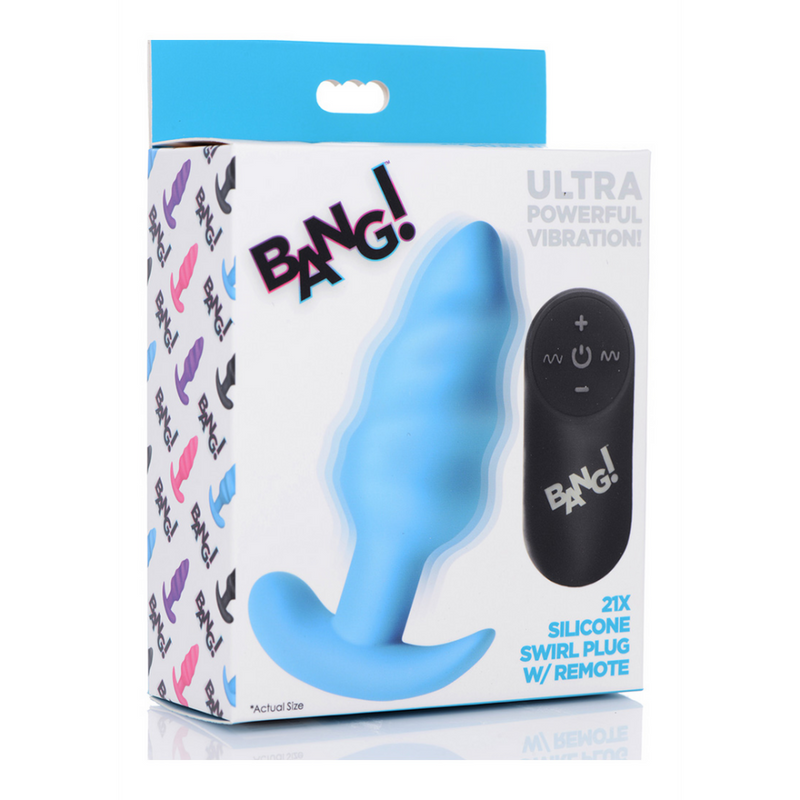 Vibrating Silicone Swirl Butt Plug with Remote Control