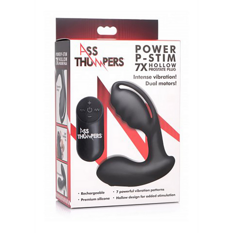 AT Power - Prostate Stimulator Hollow Prostate Plug with Remote Control and 7 Speeds