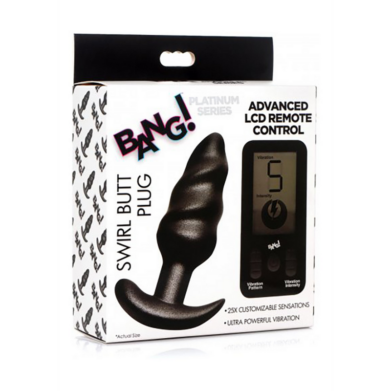 Vibrating Silicone Swirl Plug with Remote Control and 25 Speeds