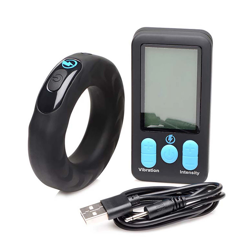 Vibrating and E-Stim Silicone Cockring + Remote Control