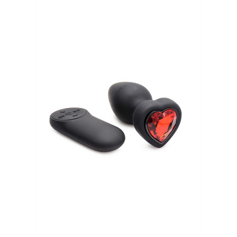 Silicone Vibrant Cœur Rouge - Plug Anal avec Télécommande - Petit