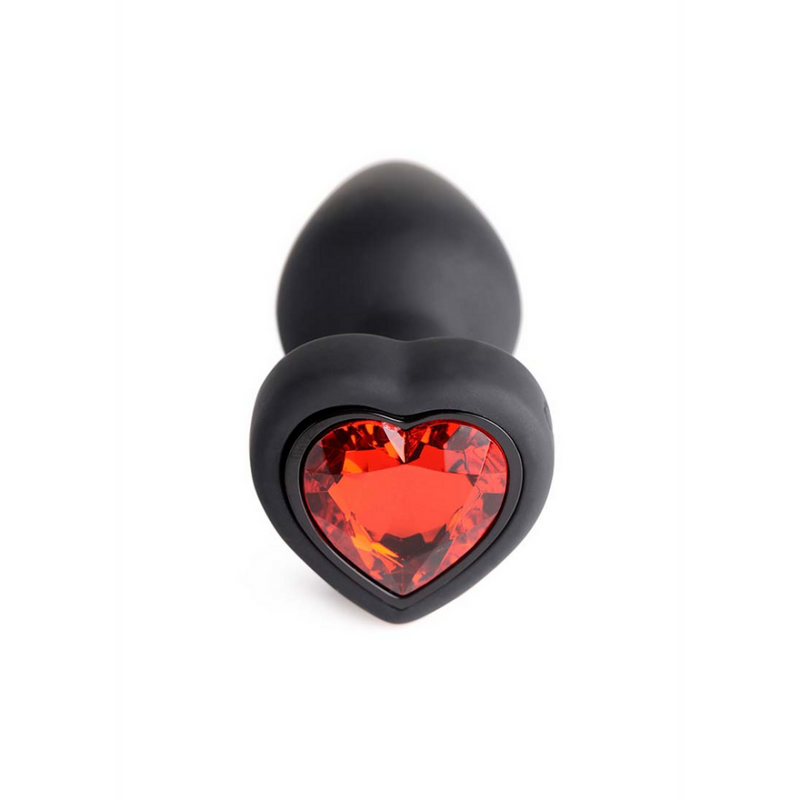 Silicone Vibrant Cœur Rouge - Plug Anal avec Télécommande - Petit