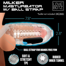 Masturbateur TPE Milker avec sangle à boules - Transparent