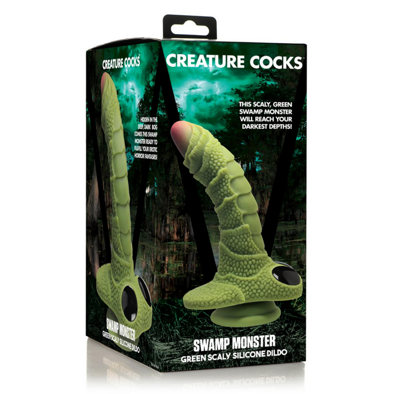 Dildo en silicone écailleux Monstre des marais - Noir