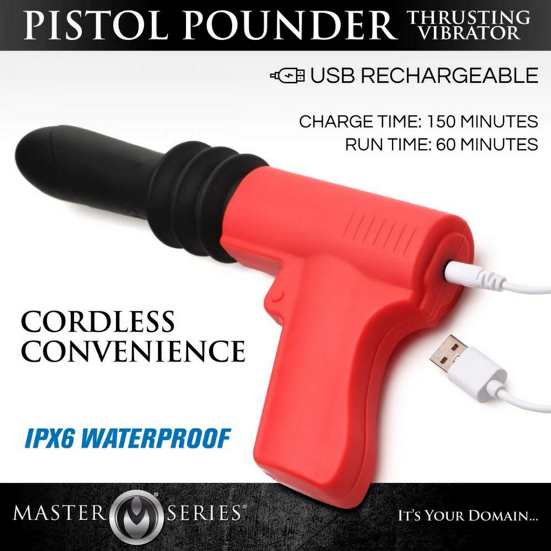 Vibromasseur Pistolet à Poussée - Rouge