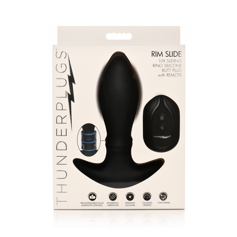 Rim Slide - Plug Anal en Silicone avec Anneau Glissant - Noir