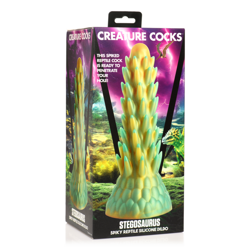 Stégosaure - Dildo en silicone reptile épineux - Vert