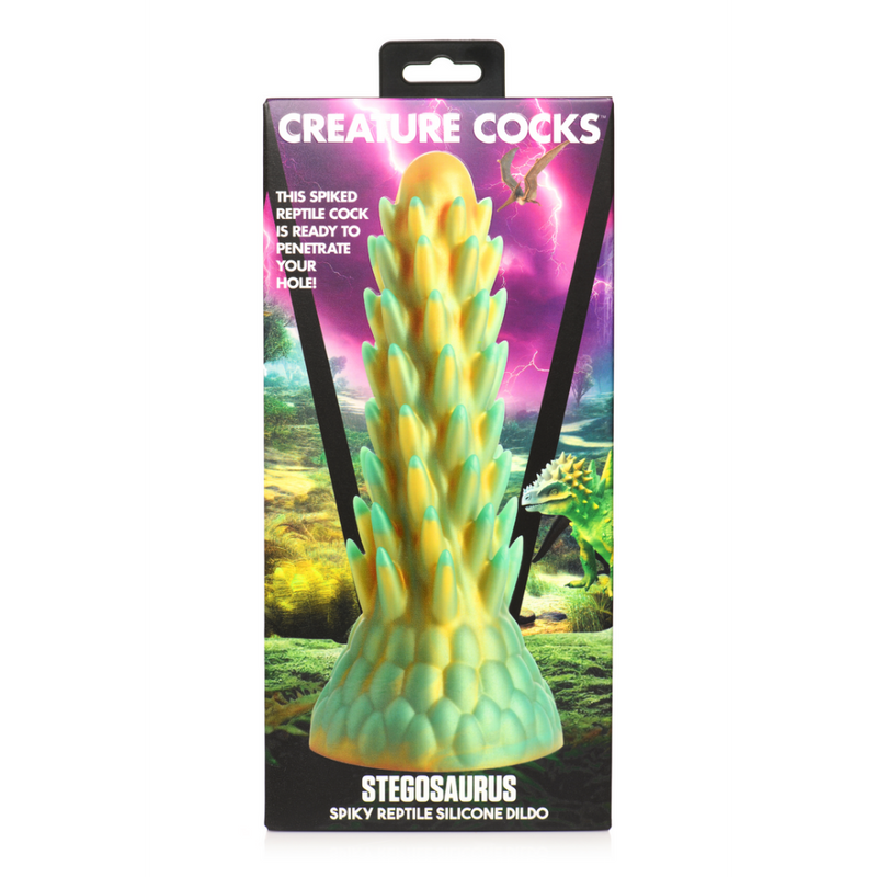 Stégosaure - Dildo en silicone reptile épineux - Vert