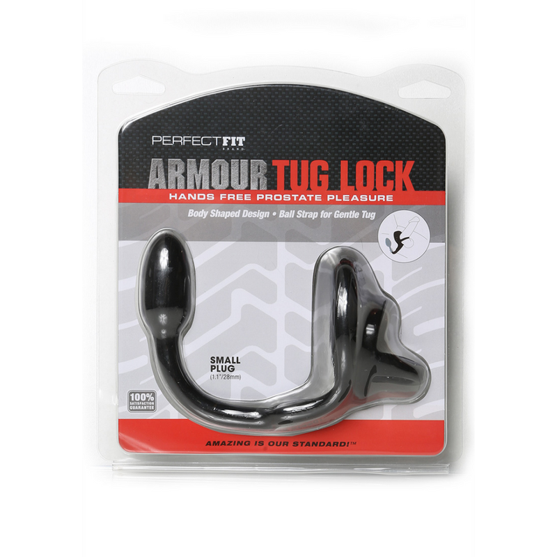 Armor Tug Lock - Cockring with Ball Strap and Butt Plug - Small