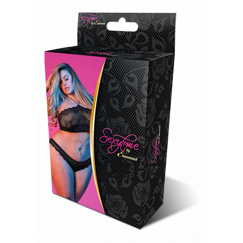 Ensemble Halter Bandeaux et Panty - 2X - Noir