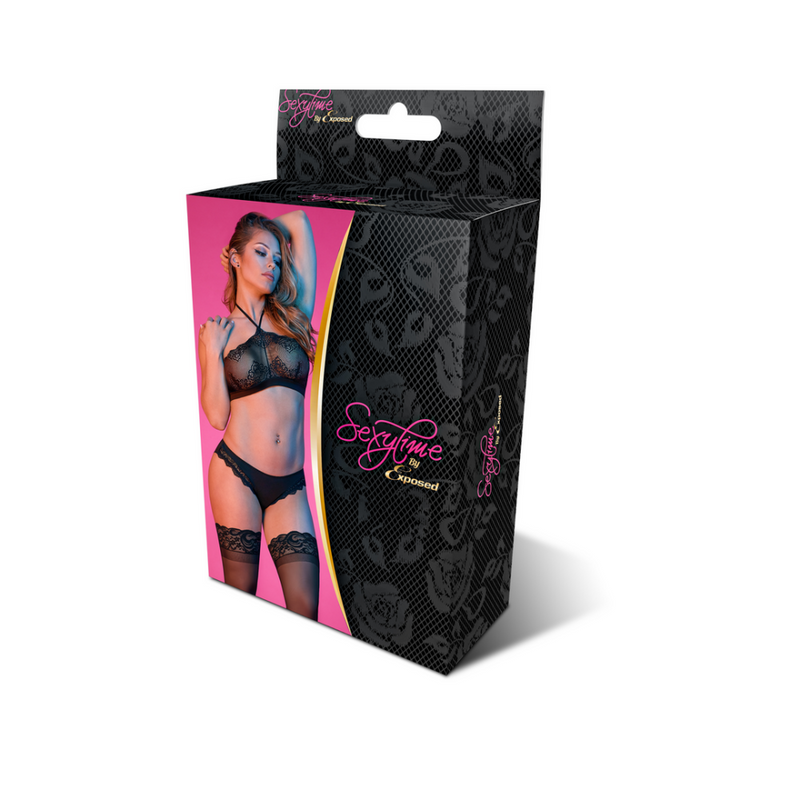 Ensemble Halter Bandeaux et Panty - L/XL - Noir