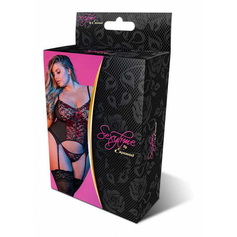 Ensemble Merry Widow et G-String - 2X - Noir