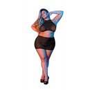 Ensemble haut à col halter et jupe en tulle à pois - 2X - Noir