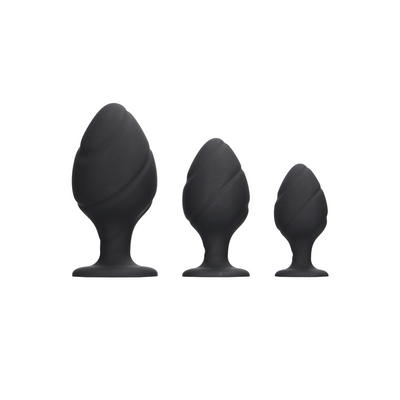 Ensemble de plugs anaux tourbillonnés - Noir