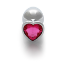Plug anal en forme de cœur - Moyen - Argent/Rubellite Rose