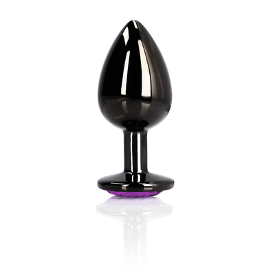 Plug anal en forme de cœur - Grand - Gunmetal/Violet Améthyste