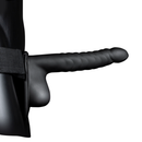 Strap-On Creux Rayé avec Boules - 8 / 21 cm - Noir