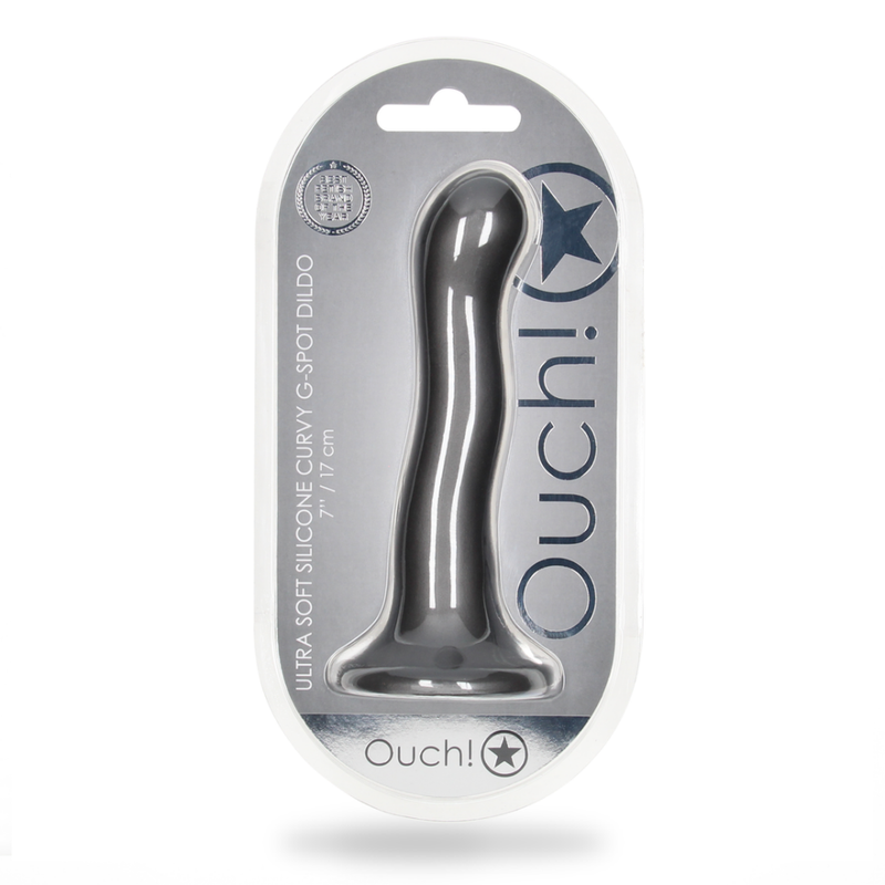 Dildo courbé G-Spot en silicone ultra doux - 7'' / 17 cm - Gunmetal