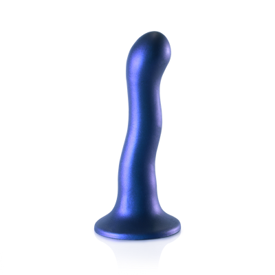 Dildo Curvy G-Spot Ultra Doux en Silicone - 7'' / 17 cm - Bleu Métallique