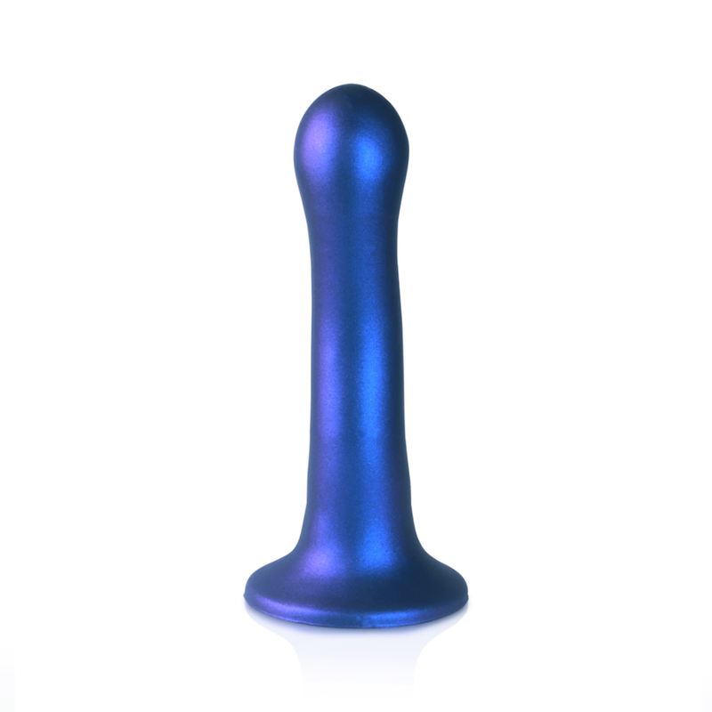 Dildo Curvy G-Spot Ultra Doux en Silicone - 7'' / 17 cm - Bleu Métallique