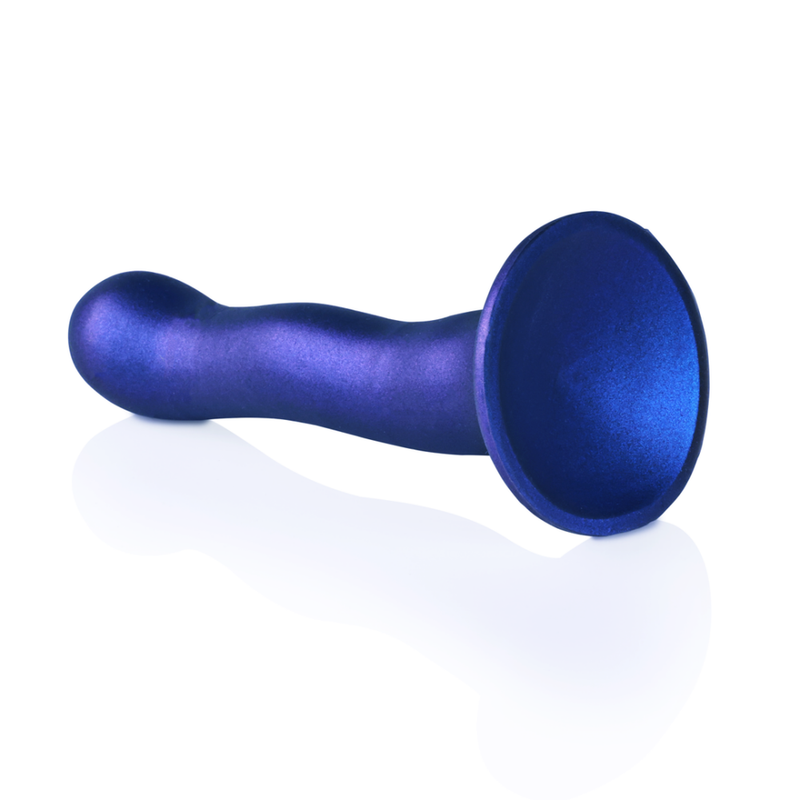 Dildo Curvy G-Spot Ultra Doux en Silicone - 7'' / 17 cm - Bleu Métallique