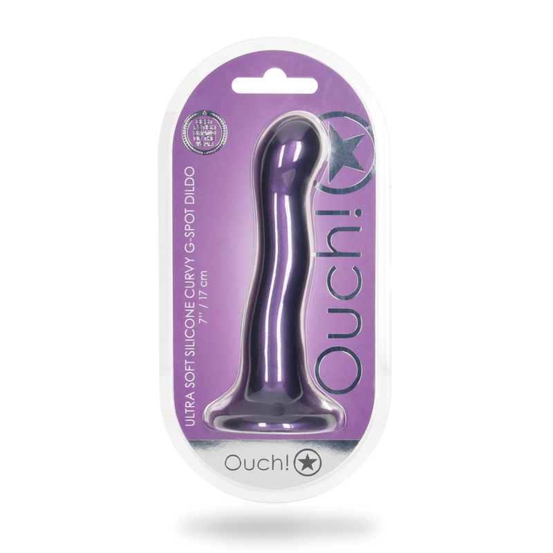 Dildo G-Spot Curvy en Silicone Ultra Doux - 7'' / 17 cm - Violet Métallique