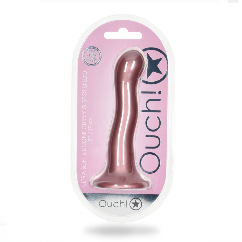 Dildo Courbé G-Spot en Silicone Ultra Doux - 7'' / 17 cm - Rose Gold