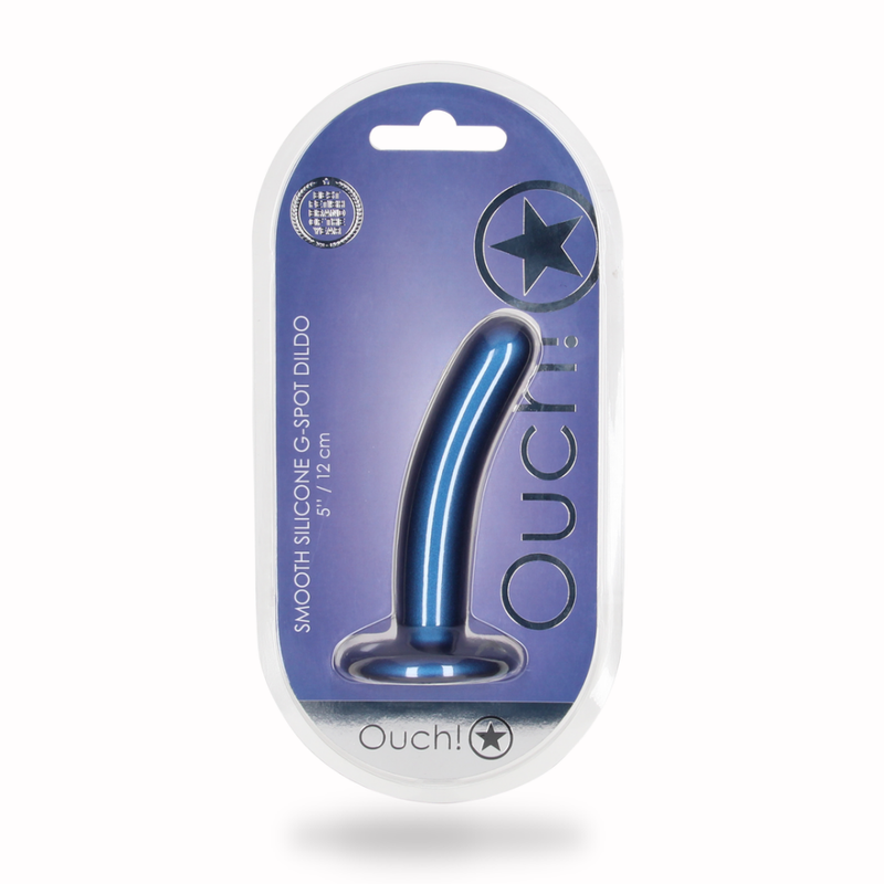 Dildo G-Spot en silicone lisse - 5'' / 12 cm - Bleu métallisé