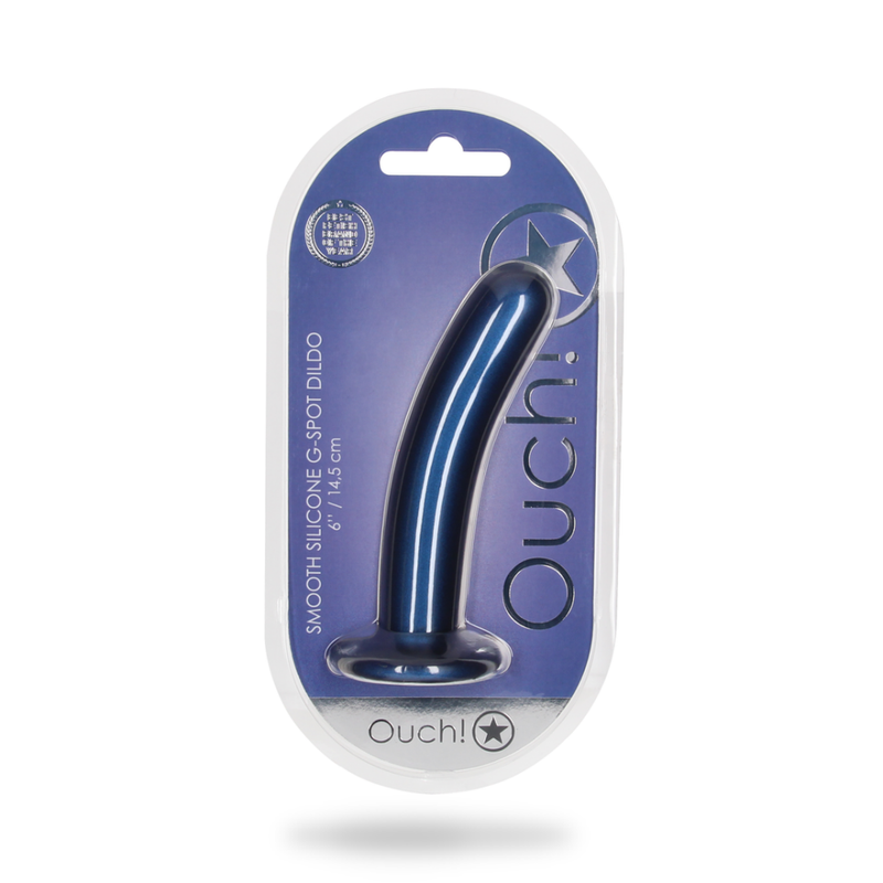 Dildo en silicone lisse pour point G - 6'' / 14,5 cm - Bleu métallisé