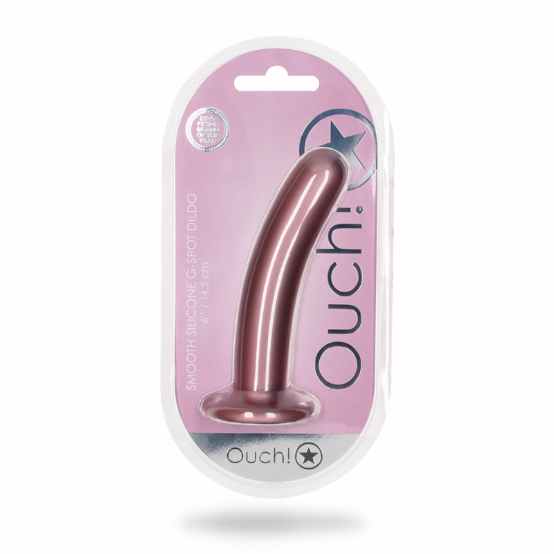 Dildo G-Spot en silicone lisse - 6'' / 14,5 cm - Rose Gold