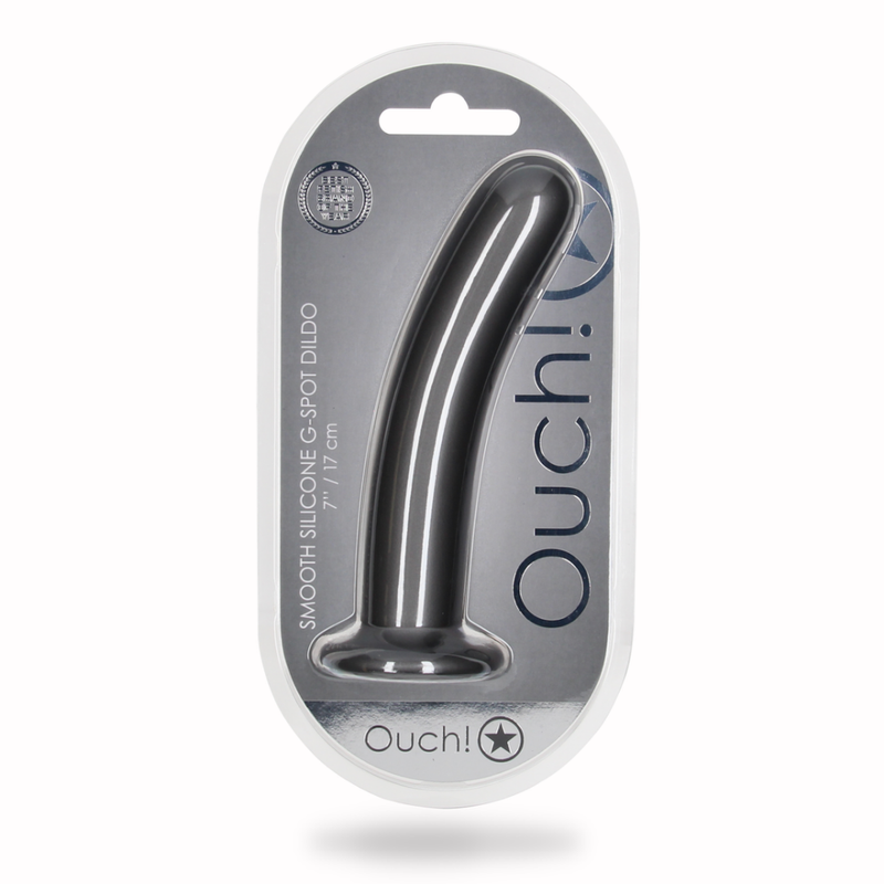 Dildo G-Spot en silicone lisse - 7'' / 17 cm - Gunmetal