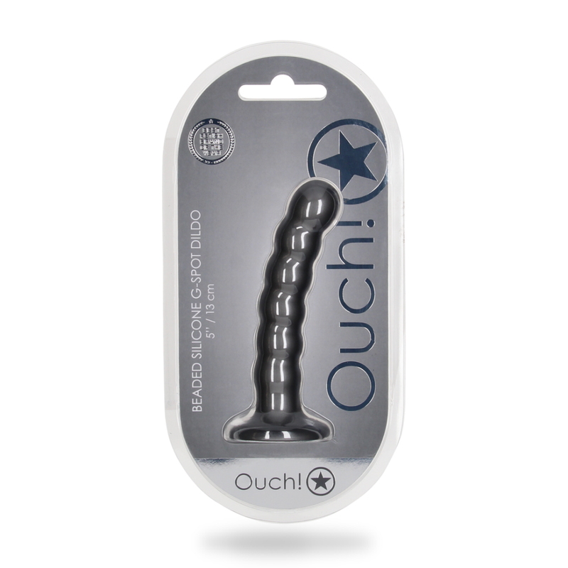 Dildo en silicone avec perles pour le point G - 5'' / 13 cm - Gunmetal