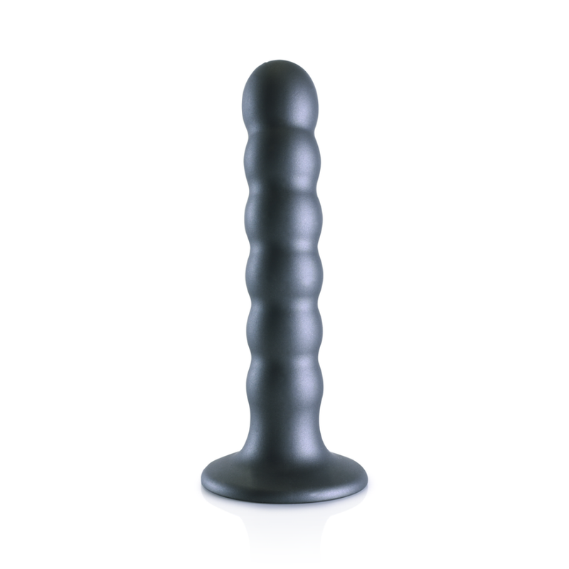 Dildo en silicone avec perles pour le point G - 5'' / 13 cm - Gunmetal