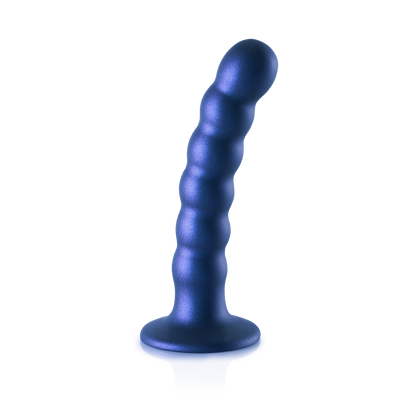 Dildo en silicone G-spot perlé - 5'' / 13 cm - Bleu métallique