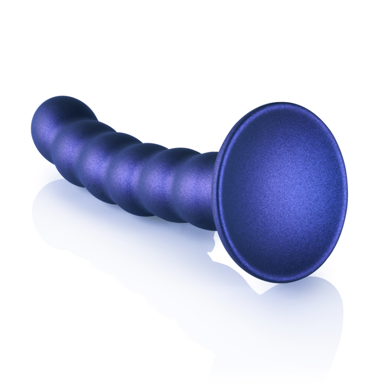 Dildo en silicone G-spot perlé - 5'' / 13 cm - Bleu métallique