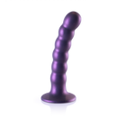 Dildo en silicone G-spot à perles - 5'' / 13 cm - Violet métallique